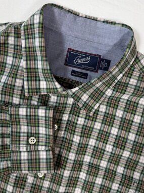 Grayers Men's Large Cotton Green Brown Plaid Long Sleeve Button Down Shirt
